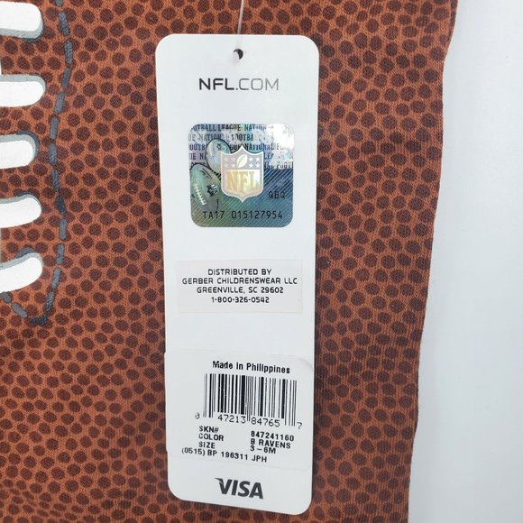 Lot of 4 NEW 3-6 months Baltimore Ravens NFL Team Apparel Brown Football Onesies - Picture 5 of 7